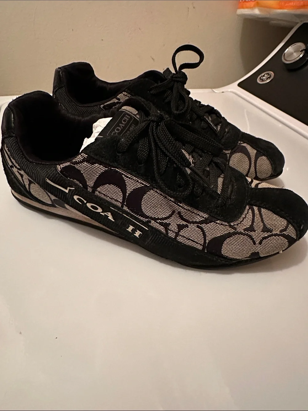 Coach Black and Tan Signature Canvas Sneakers